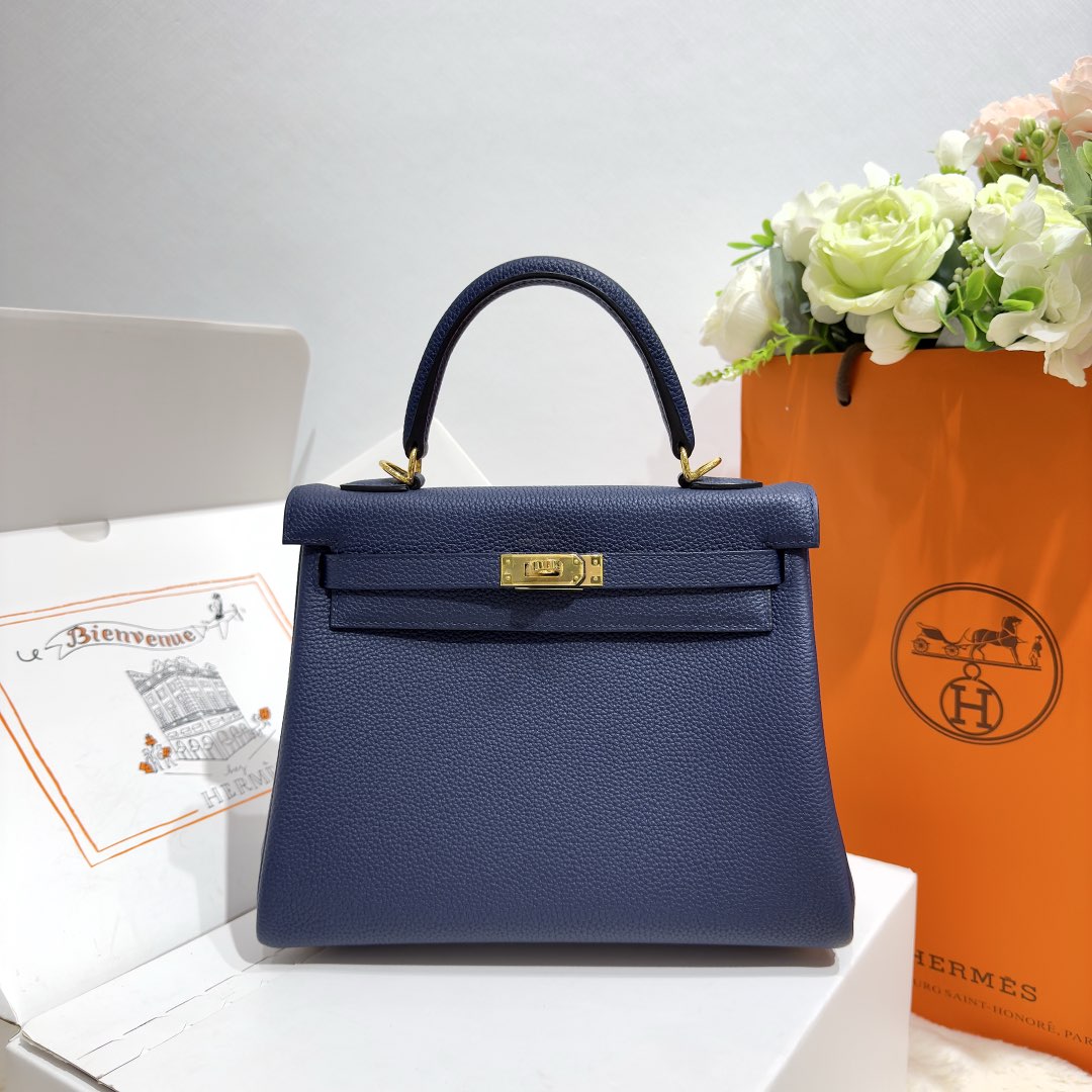 Hermes Kelly 25 Togo Retourn Bleu Saphir GHW
